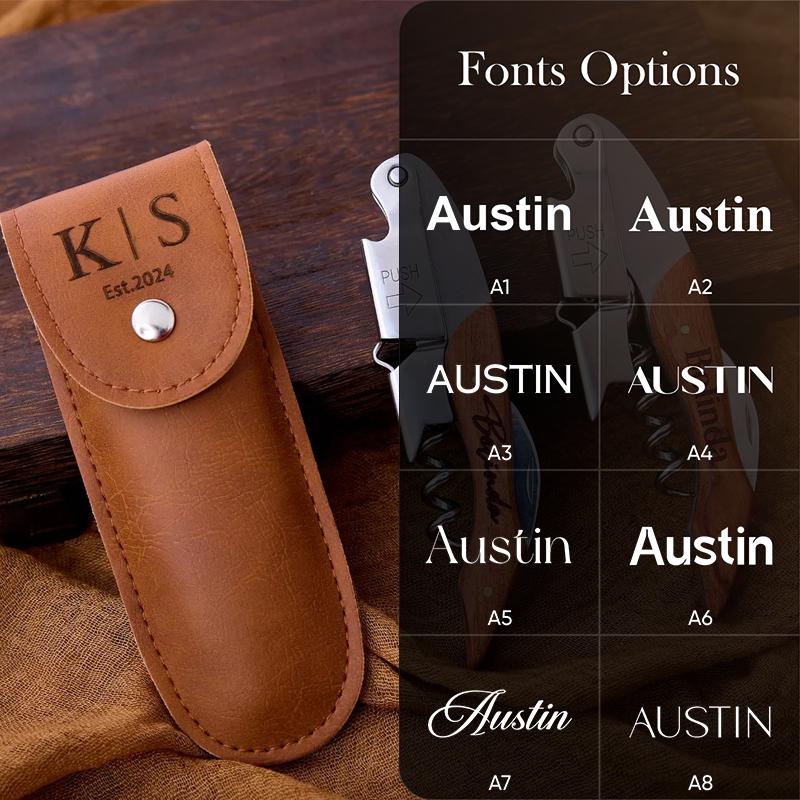 Kostenloser Personalisierter Korkenzieher Gravierter Weinöffner Mit Etui Holzgriff Flaschenöffner Vatertag Geburtstagsgeschenke Männergeschenk