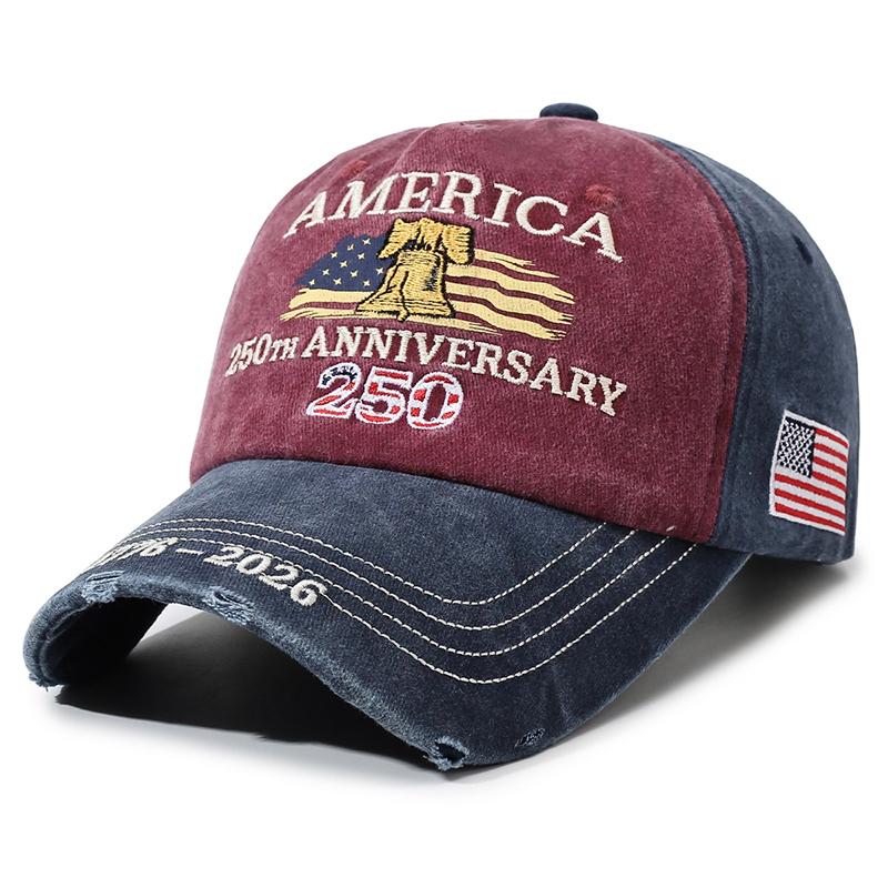 Vintage Unisex USA 250th Anniversary Embroidered Baseball Cap Dad Hat Outdoor Sun Protection Cap