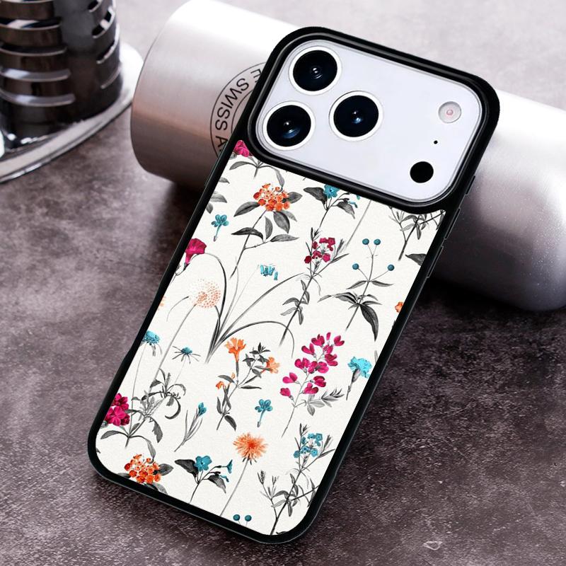 Vintage Leaves Flower Phone Case For iPhone 17,16e,15,14,13,12,11,Mini,Pro,MAX Soft Silicone Cover