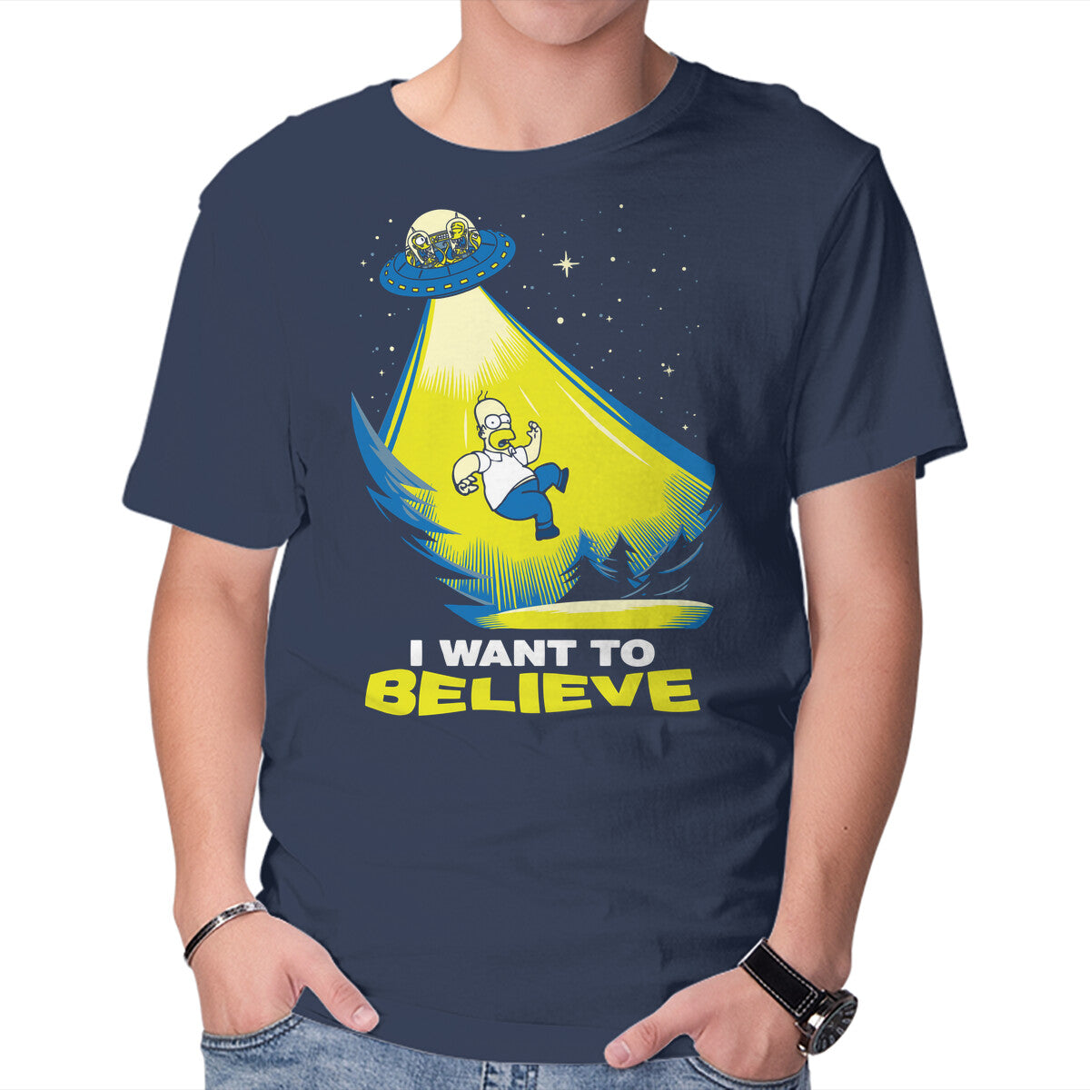 Unisex Crew Neck T-Shirt I Want To Believe Graphic Short Sleeve Casual Tee XL