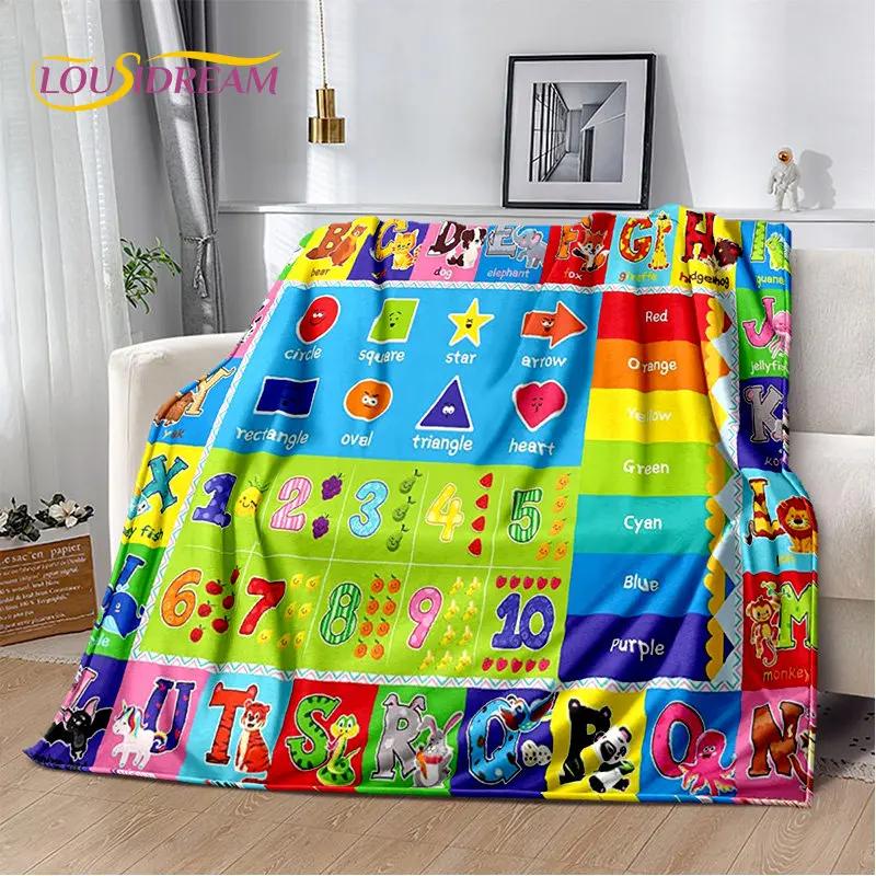 ABC Cartoon Alphabet Children Kids Early Education Soft Plush Blanket,Flannel Blanket Throw Blanket for Living Room Bedroom Sofa