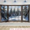 2D Serene Winter Window View Backdrop Snow Pine Tree Scene Decor
