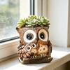Cute Owl Planter Small Rocking Chair Animal Flower Pots with Drainage Hole Resin Plant Container for Outdoor Indoor Plants