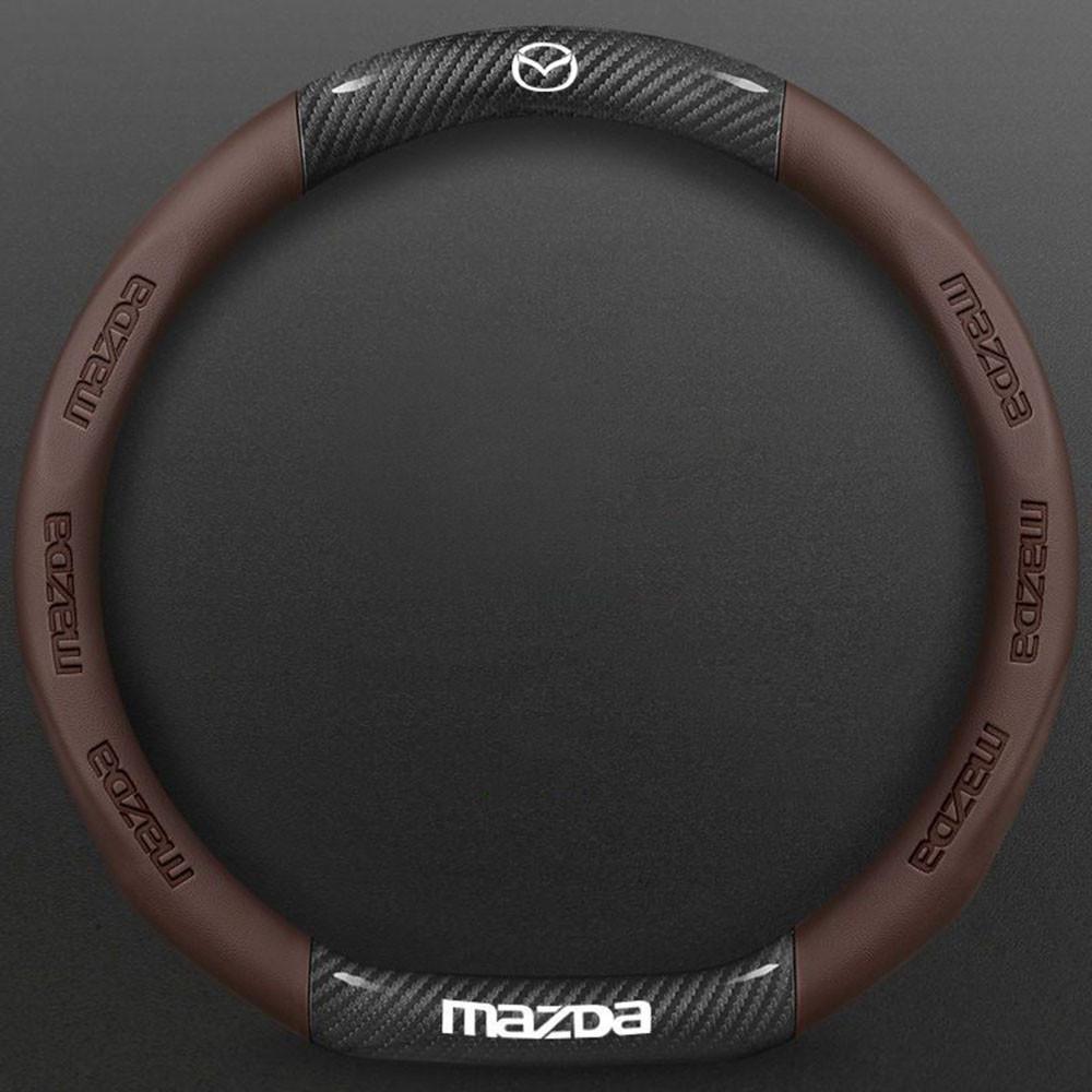 2025 Hot 38cm car leather steering wheel cover carbon fiber for Mazda CX-30 CX-3 CX-8 CX-5 CX3 CX5 CX4 cx30 cx8 car accessories