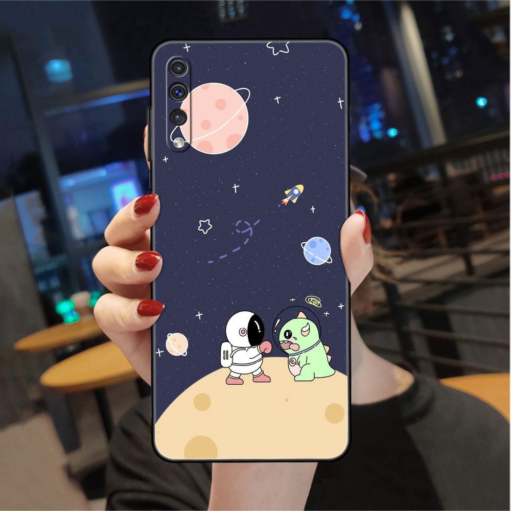 Dinosaur Cartoon Case For Samsung Galaxy A50 A70 M52 A30 A20s A20e A10 A40 A10s M51 M31 M30s M13 5G Black Phone Cover