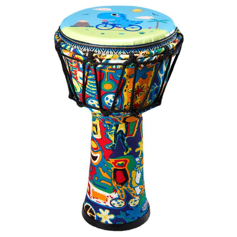 African Children's Lightweight Hand Drum - Large, 8" Percussion Instrument, Set of 6, No Tuning Required