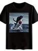 Lässiges Grafik-T-Shirt - Lustiges Hai & Katze Design