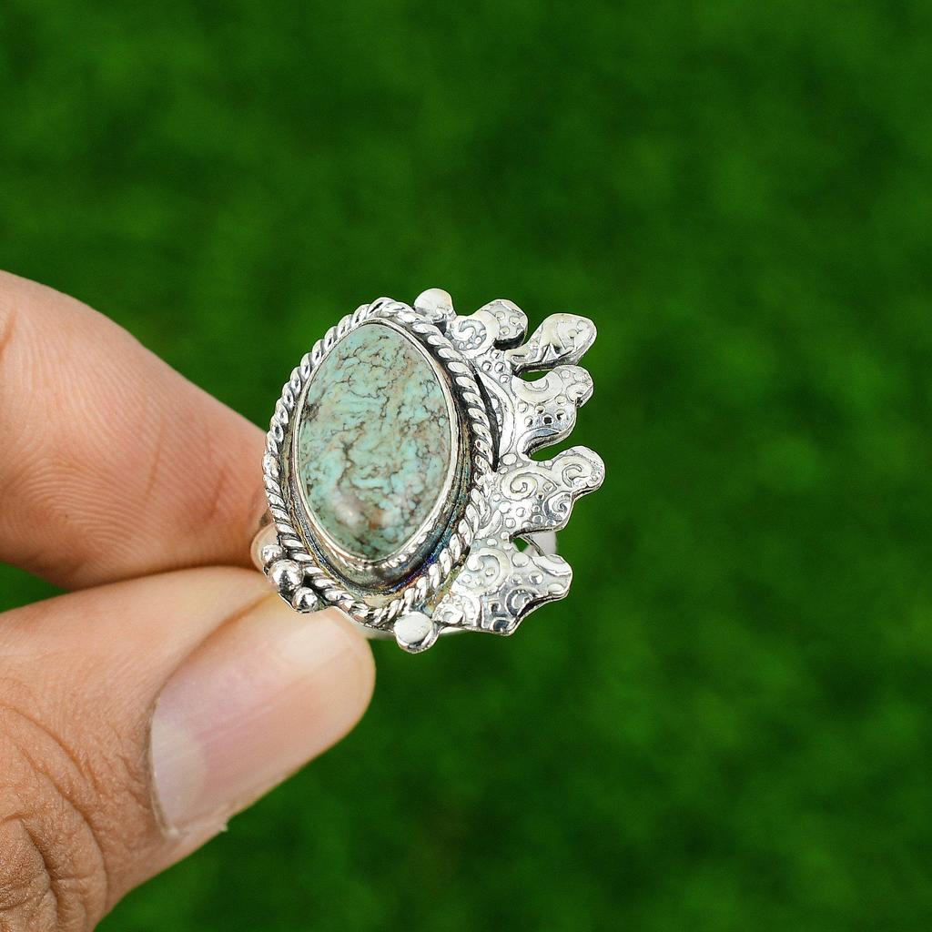 Mothers day Sale 925 Silver Tibetan Turquoise Gemstone Promise Wife Ring Jewelry