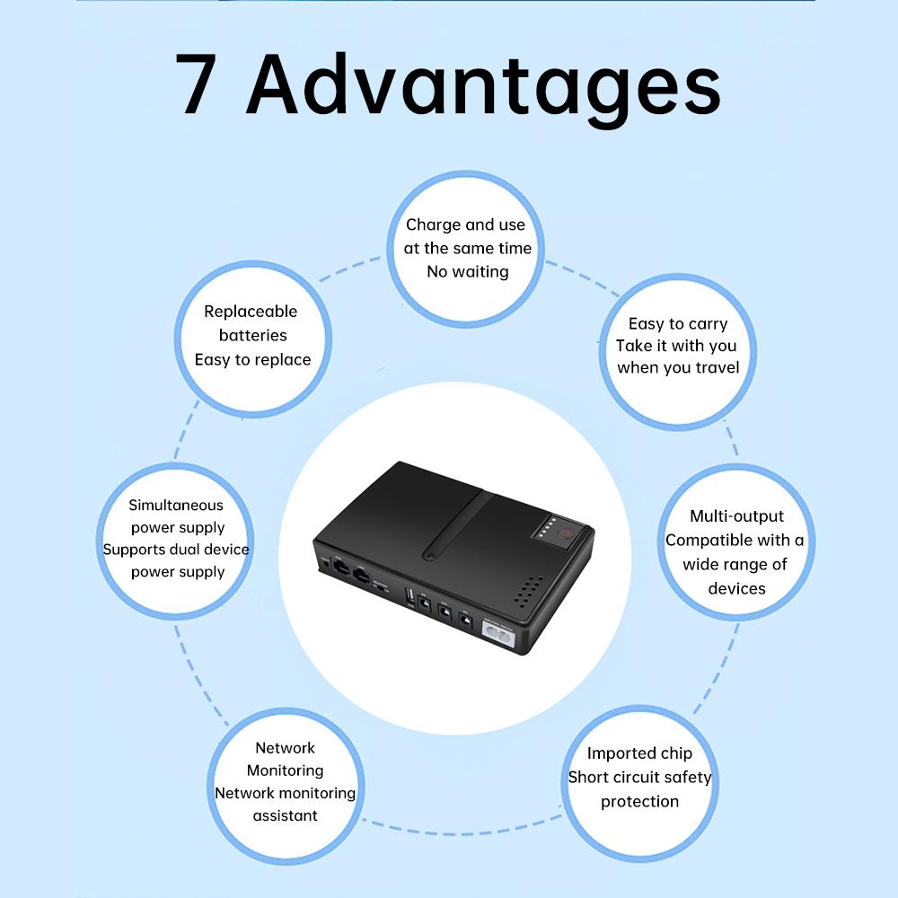 Portable UPS Power Supply 5V 9V 12V 15V 24V for Router Modem Camera For 18650 Battery Backup Uninterruptible Power Supply DC UPS
