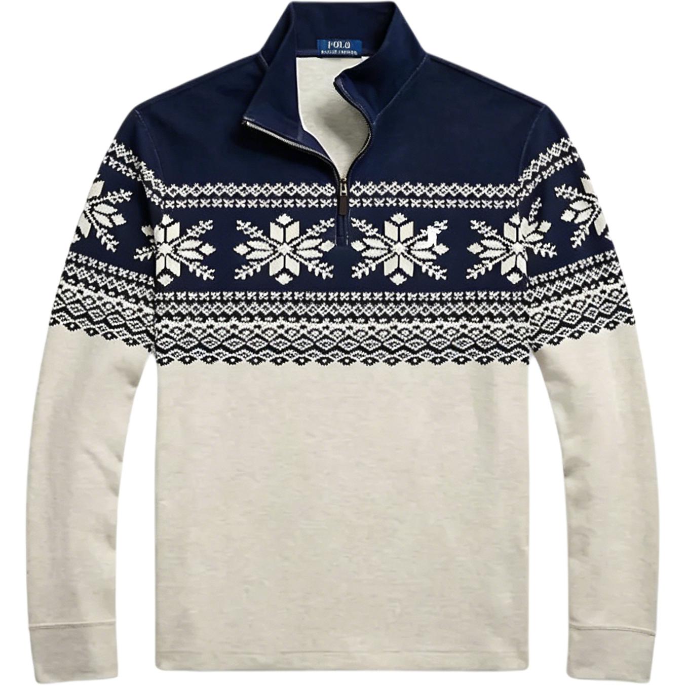 

Polo Ralph Lauren Осень/Зима 25 Узор «Снежинки» Воротник-стойка Молния до середины Длинный рукав Вязаный свитер Стандартный крой Мужской свитер 710P02675-001 M