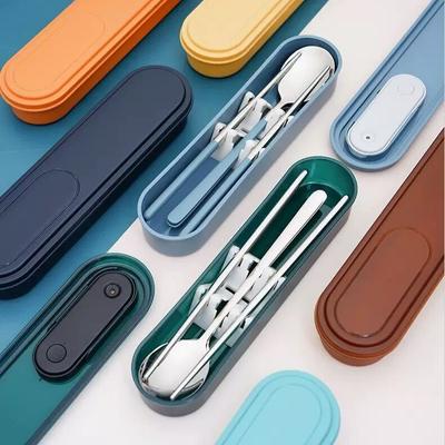 Set di Posate Set di Posate Portatile Set di Stoviglie Acciaio Inossidabile di Alta Qualità Bacchette Forchetta Cucchiaio Posate da Viaggio con Scatola