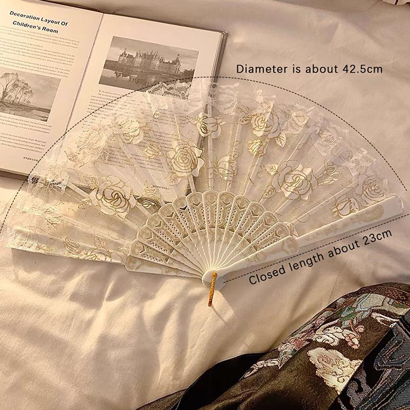 Lace Decorative Fans Folding Hand Fan Black White Dancing Fans Wedding Party Stage Performance Fan Gifts For Guest
