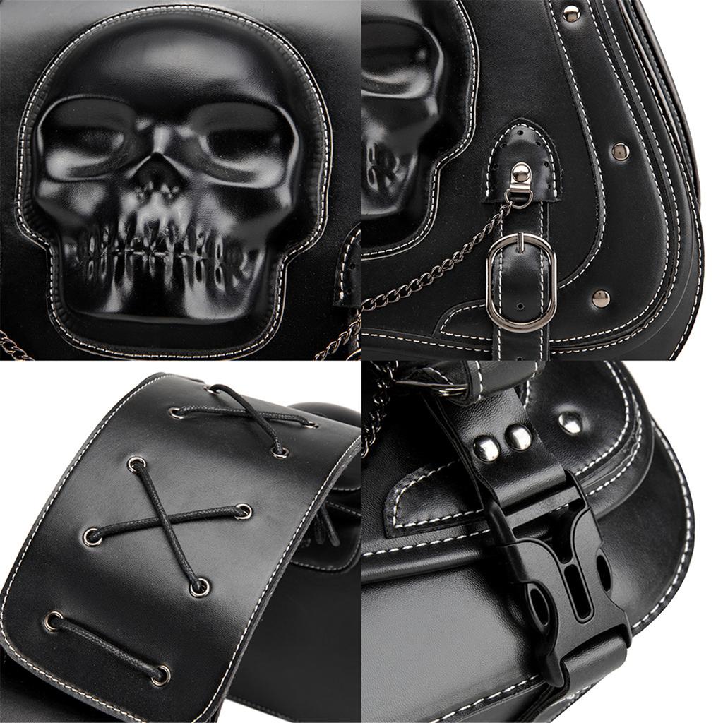 Punk Style Motorcycle Saddlebags Waterproof PU Leather Side Bags Easy Install Saddlebags Motorcycle Accessory for Bike