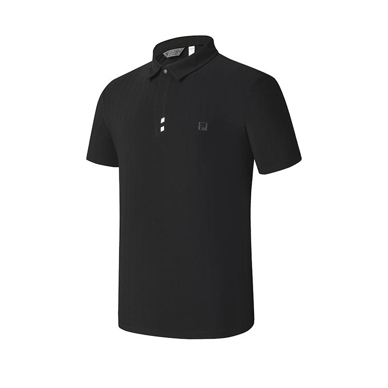 FILA Golf Series Fashion Casual Sports Comfortable Knitted Short Sleeve Polo Shirt Men tops Deep-Black A11M525107F-BK