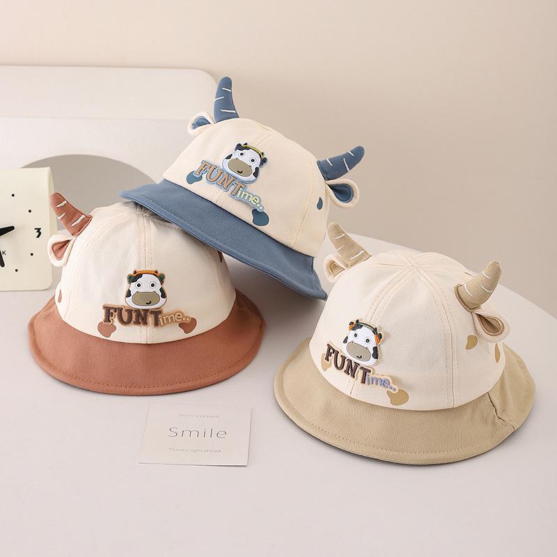 Spring 2026 Cartoon Cow Baby Bucket Hat - Adorable Sun Protection for Boys & Girls