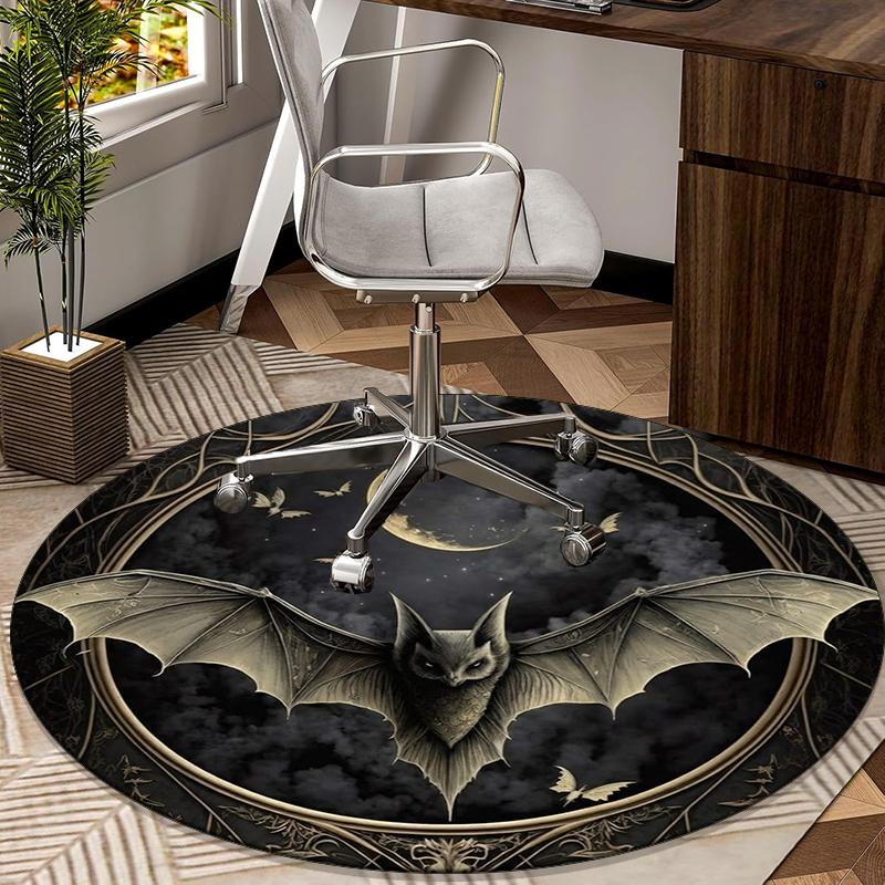 Fantasy Bat Artwork round carpet Chair cushion Round Entryway Rug, Soft Round Rugs for Living Room, Bedroom, Circle Carpet decor gifts
