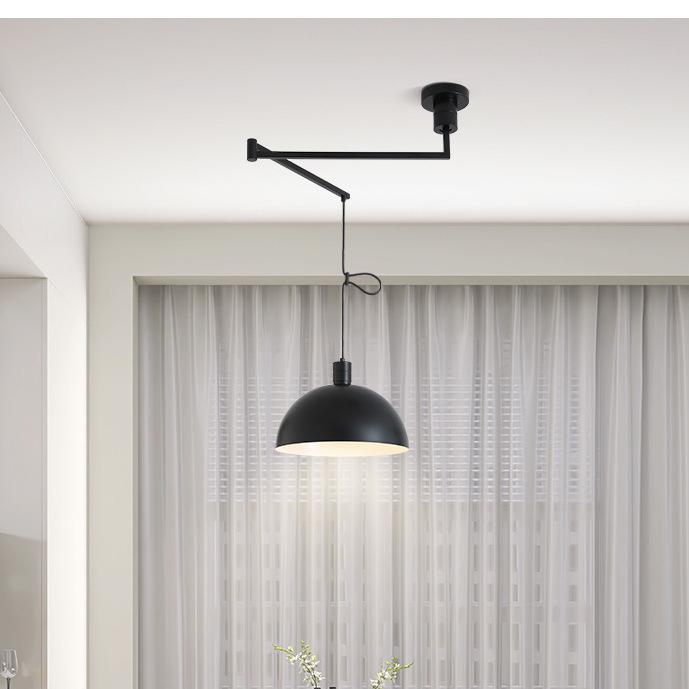 Nordic Creative Rocker Arm Pendant Light - Rotatable Walnut for Study, Kitchen, Bar.