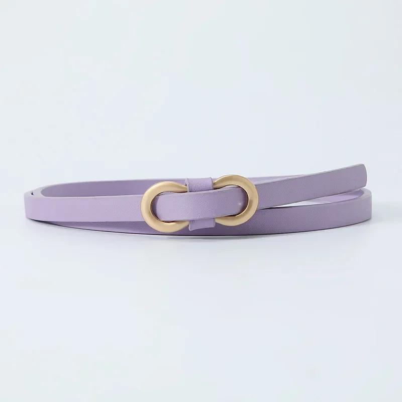 Multi-color Women Fashion Thin Belt Casual Decoration Dress Shirt 8-character Buckle Small Belts Solid Pu Leather Ladies Belts