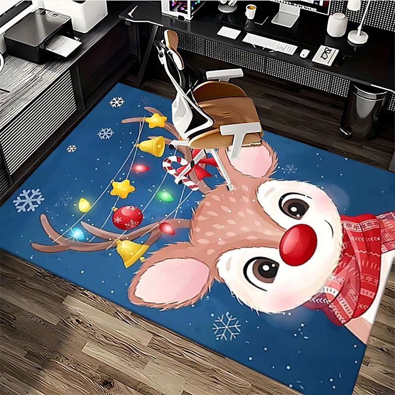 Christmas Deer Chair Mat - Anime Cartoon Design, Non-Slip Carpet for Office, Home Decor, Living Room, Bedroom, Gaming Room & Dormitory.R079
