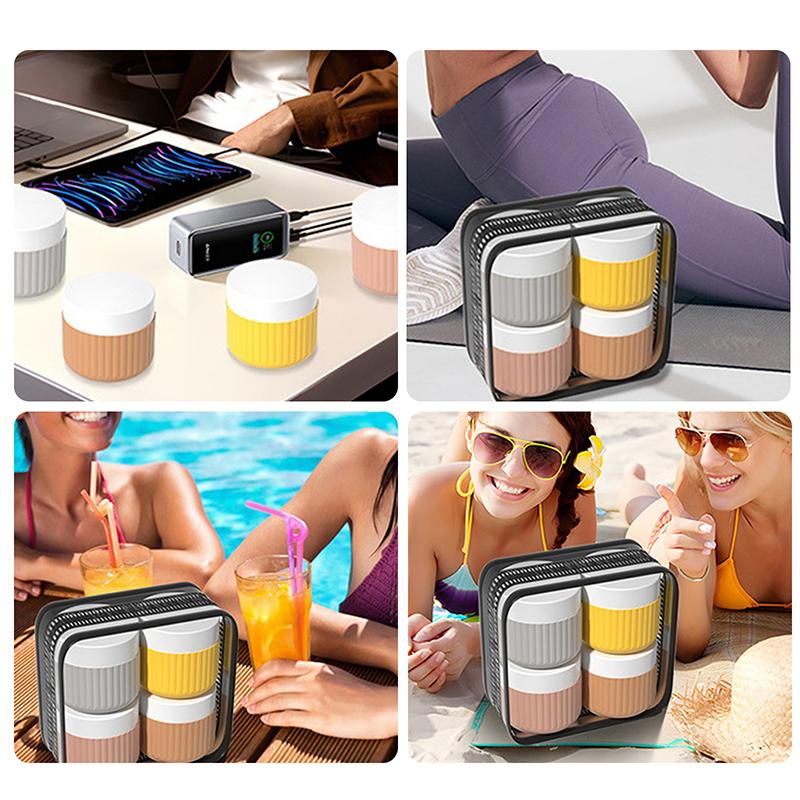 1/4Pcs Toiletry Travel Container Silicone Refillable Cream Jar Travel Container With Transparent Bag Leak Proof Travel Accessory