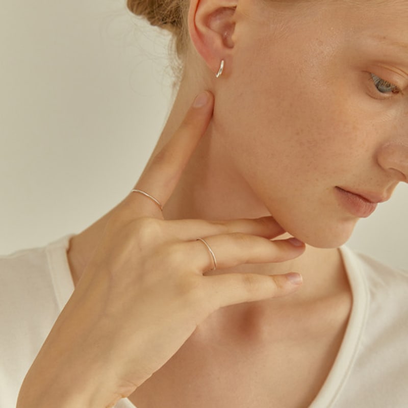 LUNNE Silver Everyday Layered Minja Silver Ring 5PCS (1mm) #LSR01