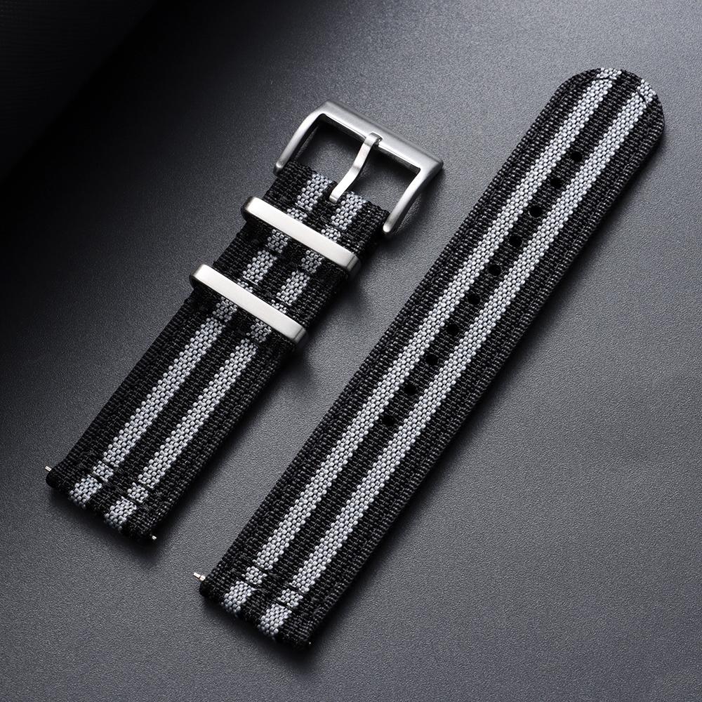 20mm 22mm Ribbed Nylon Watch Band Quick Release Army Green Nylon Strap Woven Canvas Fabric Band for Men Military Sports Bracelet