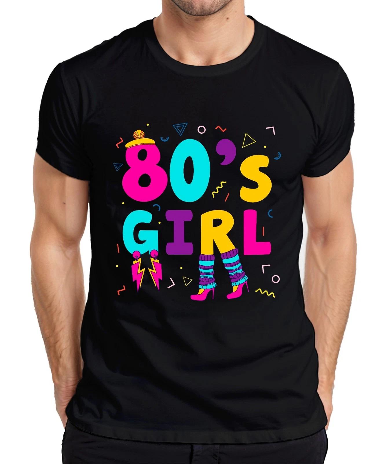 80 s GIRL 80er Jahre Retro Neon 80s Memphis Beinwärmer Ohrringe Herren T-Shirt S