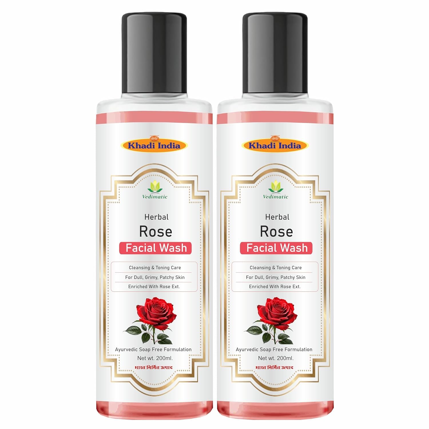 Khadi 100% Herbal Ayurvedic Natural Foaming Rose Water Face Wash 400ml