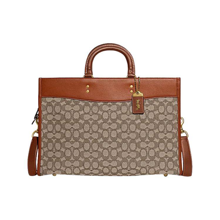 

Coach Rogue Series 41 Zipper Closure Side Insert Pocket Fabric With Leather Briefcase Tote Crossbody Bag Large Unisex Bags Brown CC114-COC Basic Set (Bag+Dust Bag)