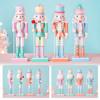 25cm Wooden Nutcracker Ornament Candy Series Soldier Statues Handcraft Doll Toy Home Office Decoration Statues Christmas Gift