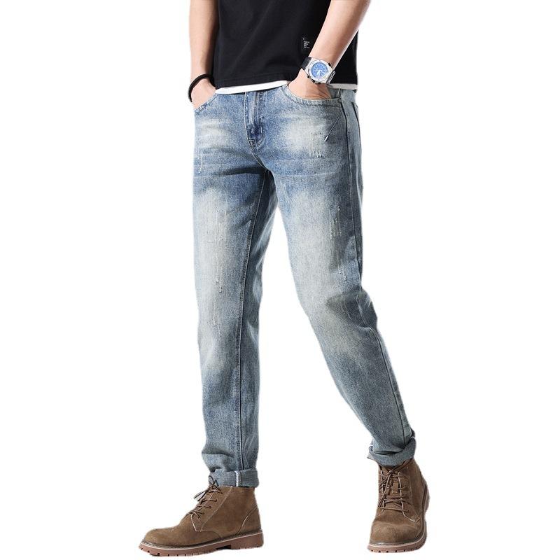 2024 European And American Style Spring And Autumn New Loose Straight Leg Jeans Trend Casual Versatile Mid Rise Men'S Pants