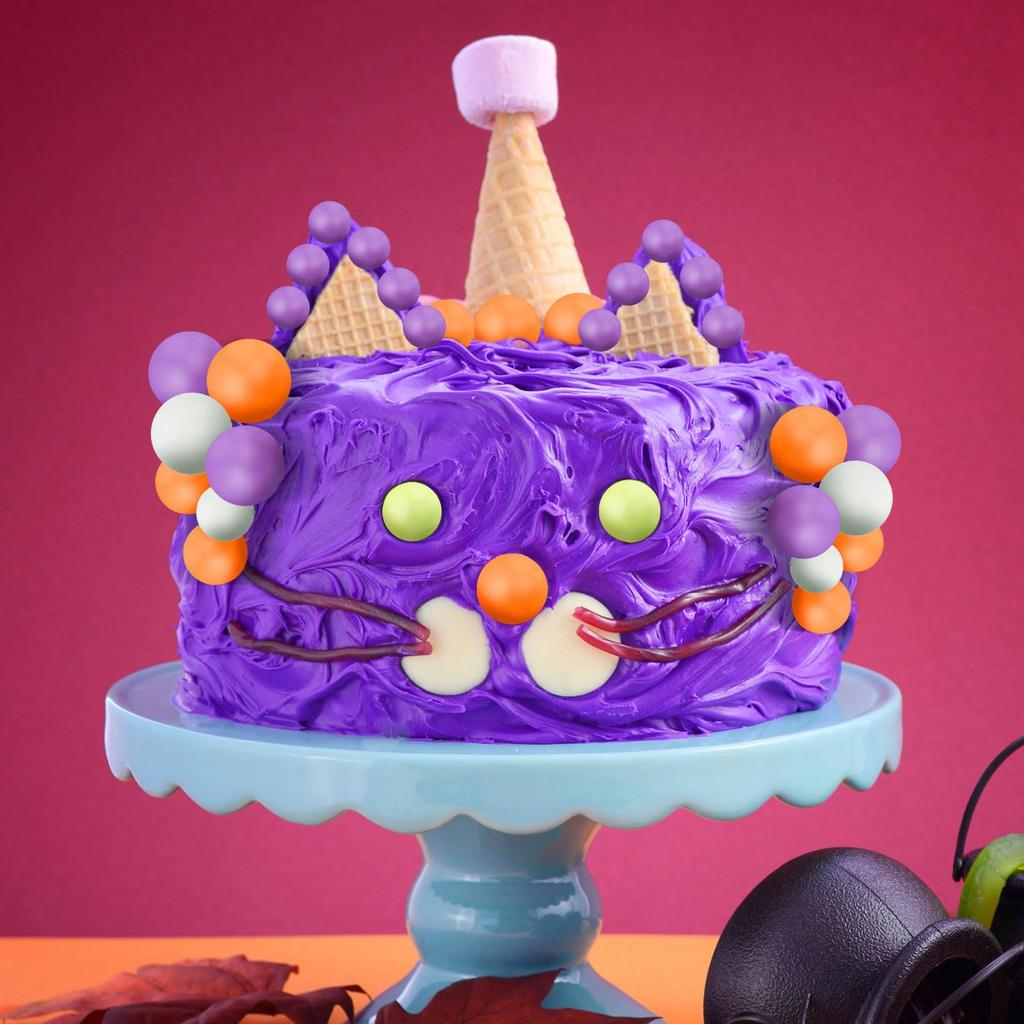 80pcs Halloween Cake Topper Halloween Classic Tricolor Balls Cake Topper for Halloween Carnival Birthday Wedding Anniversary