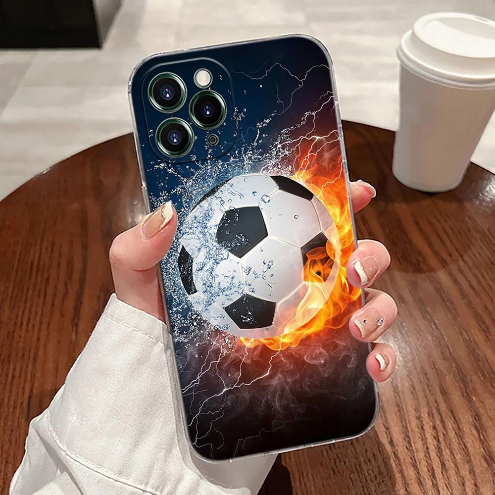 

Fire Football Case For Apple iPhone 17 16 15 14 13 12 11 Pro Max 16 Plus 16E 17Air 17Pro Phone Cover Soccer Ball Silicone Funda iPhone 11Pro Max