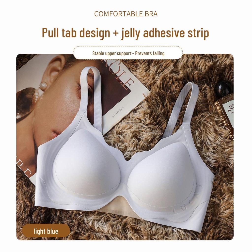 Spring Summer Push-Up Jelly Foam Bra - Anti-Sagging, Underarm Shaping, Steel Ring Support, Markless Design