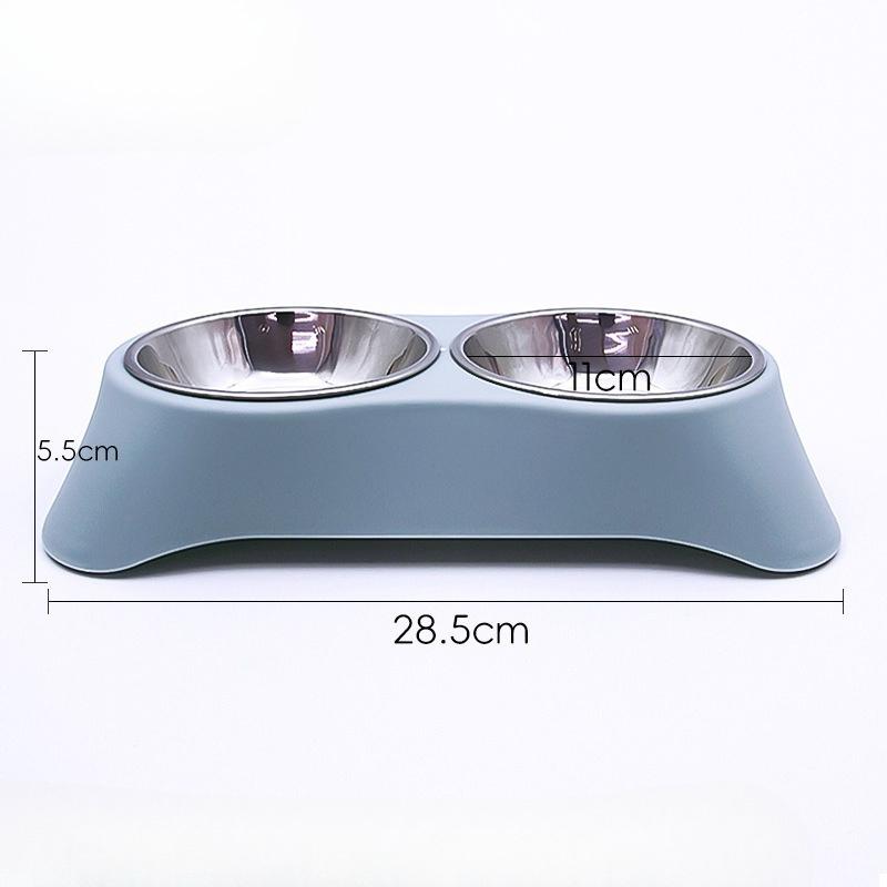 

Миска для питомца нового типа, Двойная миска из нержавеющей стали, Миска для кошек и собак, Миска для кошачьего корма с защитой от опрокидывания, Посуда для питомца Small синий