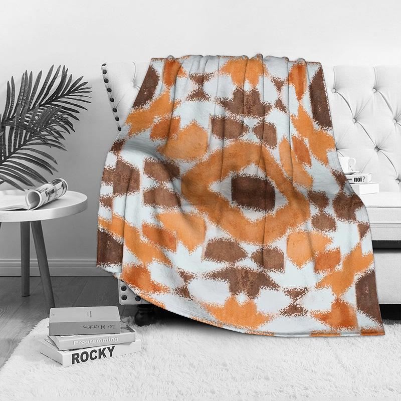 Watercolor Geometric Print Soft Plush Fleece Blanket Throw Sofa Bed Decorative Cushion Cover Gift