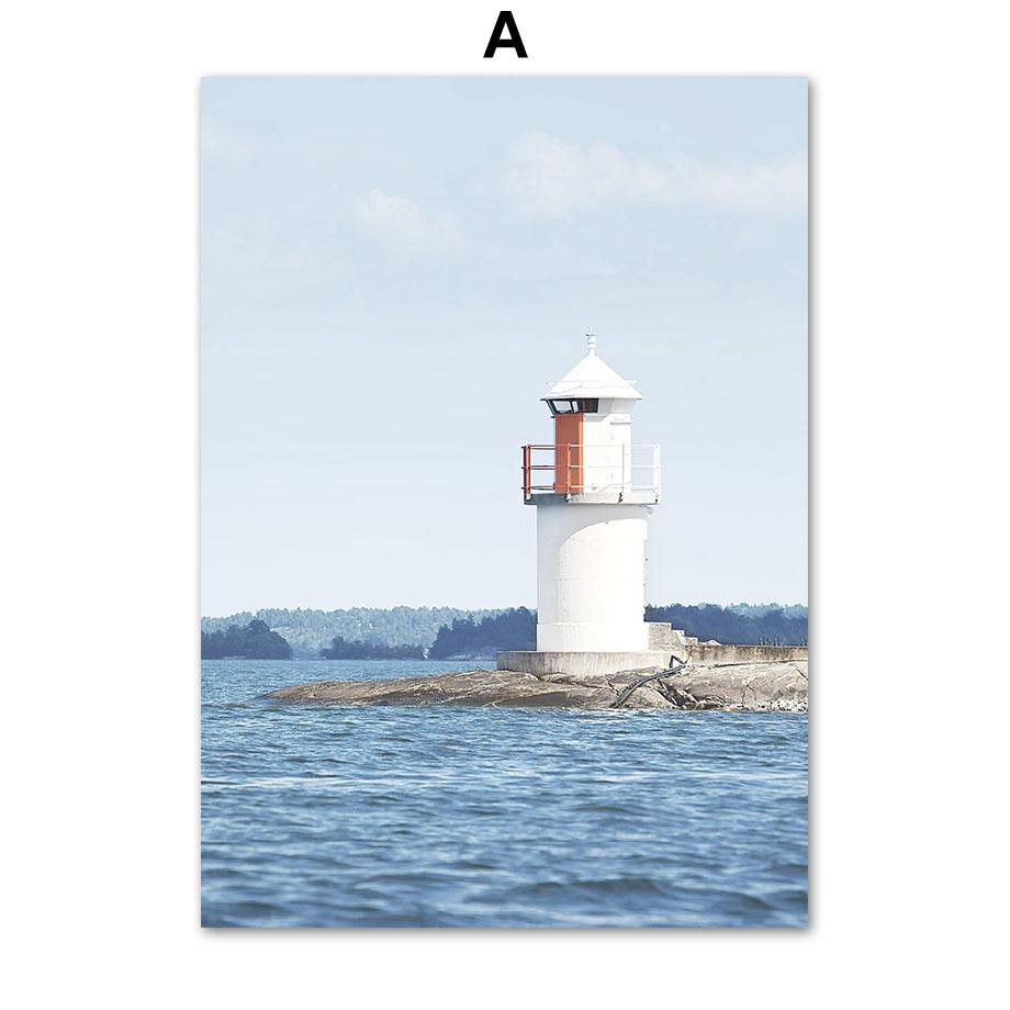 Blue Rose Ocean Beach Bike Starfish Lighthouse Posters And Prints Wall Art Canvas Painting For Living Room Decorative Pictures