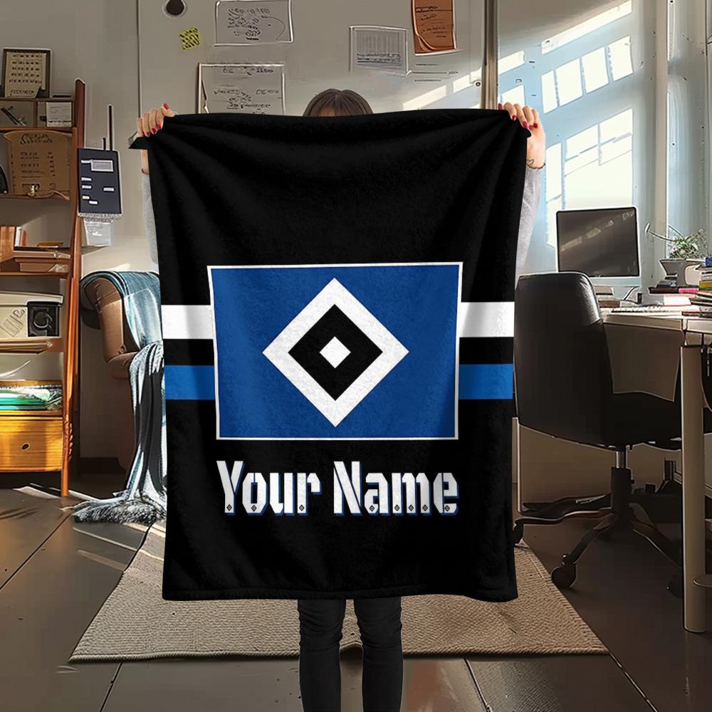 1PC Blue Diamond Emblem Custom Name Patterned Flannel Blanket Suitable For All Seasons For Home Decor Warmth And Comfort Gifts Holiday Present