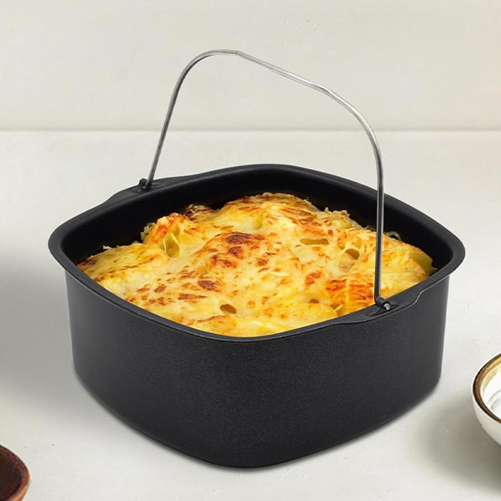 Stampo per Torta Quadrato per Friggitrice ad Aria con Manici Resistente alle Temperature per Cottura e Dolci