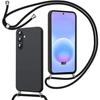 Case for Samsung Galaxy A57 5G, Soft Silicone Scratch-Resistant Shockproof with Black Shoulder Strap