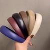 Vintage Pu Leather Thick Sponge Headband for Women Girls Korean Solid Color Wide Hair Hoop Headband Headwear Hair Accessories