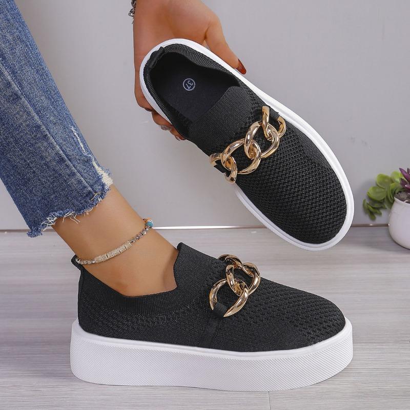 New large-size women's shoes thick-soled fly-woven breathable low-top single shoes women's cross-border foot set lazy wish