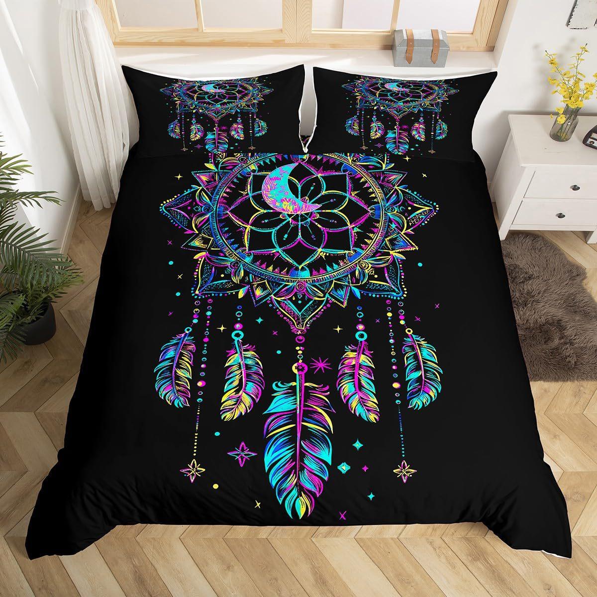 

Постельное белье с эффектом градиента, Ловец снов, Комплект из трех предметов, 3D пододеяльник, Комплект постельного белья с цифровой печатью EU single 135*200