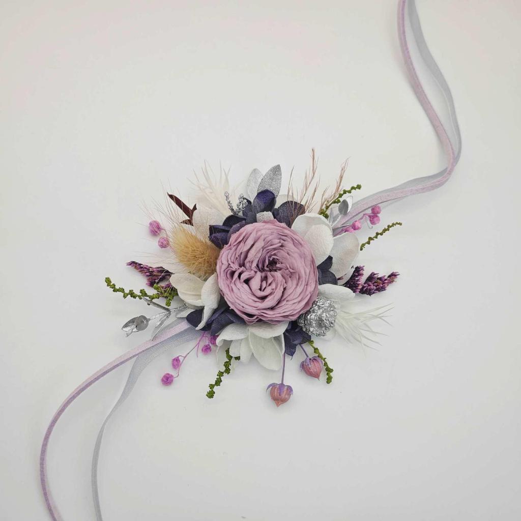 Preserved Flower Wedding Boutonniere & Wrist Corsage Set