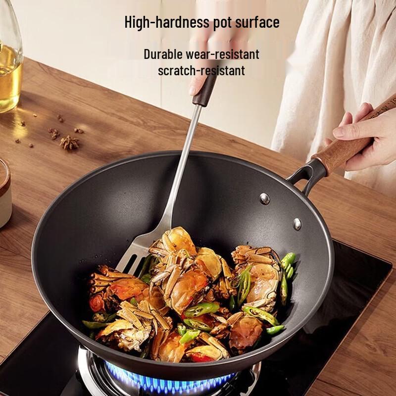 COOKER KING 34cm Titanium Bearing Wrought Iron Wok