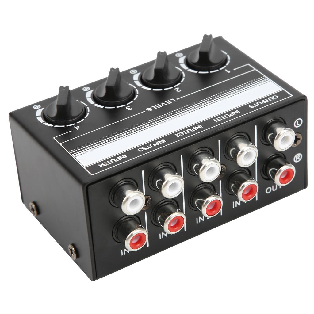 Stereo Mixer Mini Passive Audio Signal 4?Channel Hub for Outdoor Singing Effect Equipment