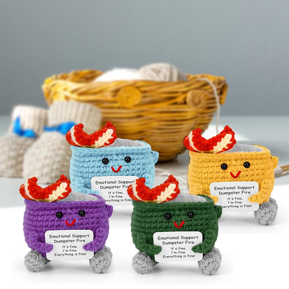 Häkeln Müllcontainer Feuer Niedlich Humorvoll Emotionale Unterstützung Dekoration Geschenk für Zuhause und Büro Fröhliches Accessoire