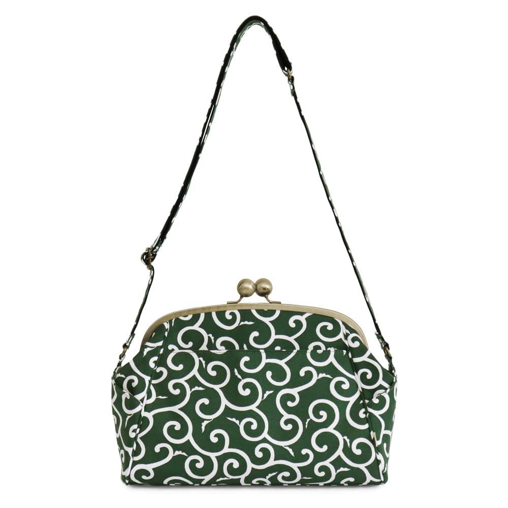 

AYANOKOJI Large Clasp Shoulder Bag Pattern Crossbody Shoulder Bag for Commuting Made in Japan (Arabesque Green) Women s