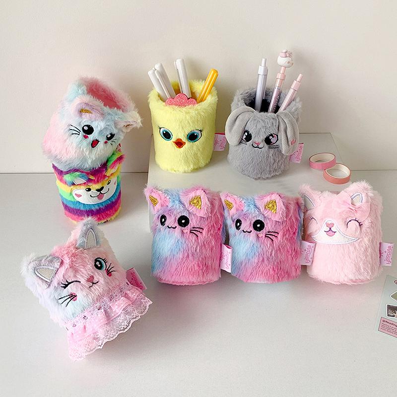 Cute Cartoon Pen Holder Student Creative Desktop Stationery Storage Box Diy Material Scissors Storage Bucket Ornaments