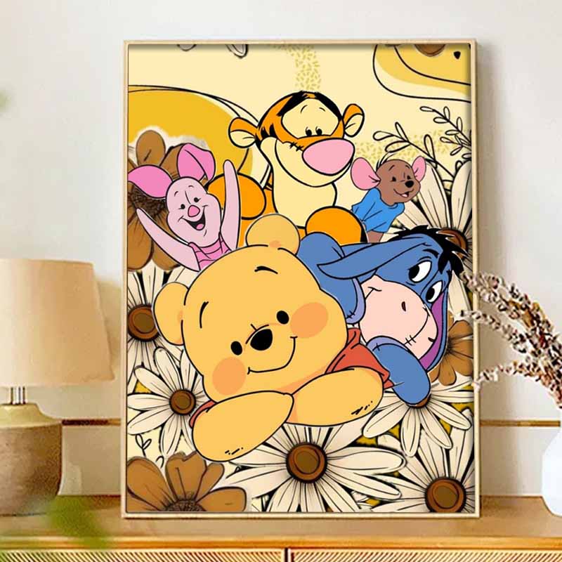 Disney Diamond Painting Kit Unframed, Winnie the Pooh & Friends, Classic Style Home Decor Craft, Perfect Gift Idea